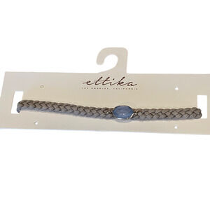 Ettika Choker Gray Braided with‎ Blue Stone Boho Coastal Cowgirl
